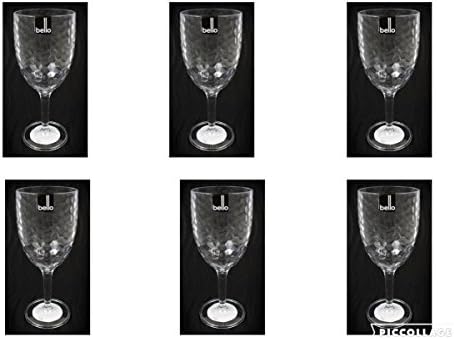 "Bello" Pack of 6 Plastic Wine Goblet Dimple Glasses