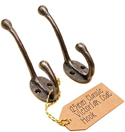 Triskelion 125mm Riven Cast Antique Iron VICTORIAN Coat Hook - Pack of 2 (AIVCH125)