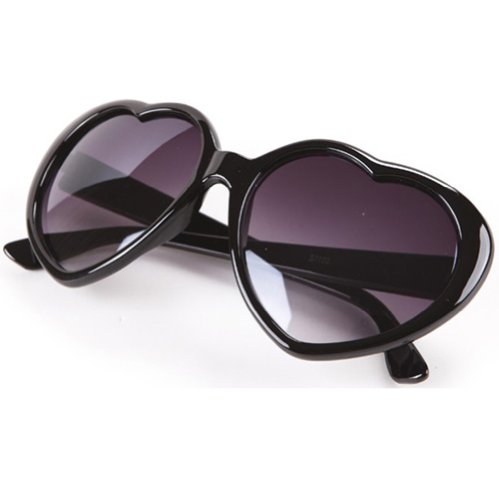 Preisvergleich Produktbild Liebeherz-Form Kunststoff Rahmen Retro-Stil Sonnenbrille Brille (Schwarz)