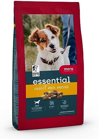 MERA Essential Univit, cibo per cani asciutto per tutte le razze di cani, cibo secco con pollame, cibo sano per cani con omega-3 e omega-6 per pelle e pelliccia, mix menu (12,5 kg)