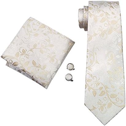 Jenson Samuel ShirtsMens Silk Paisley Striped Check Floral 100% Silk Woven Neck Tie, Pocket Square Hanky Cufflink Set