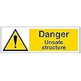 V Safety Danger Unsafe Structure Warning Sign - 300mm x 100mm - 1mm Rigid Plastic