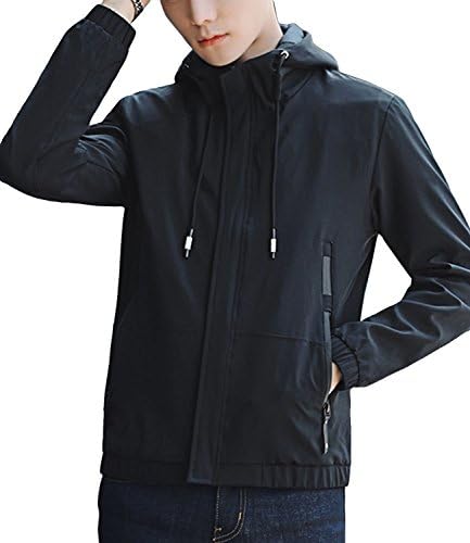 NIDICUS Men Outdoor Origin Sportstyle Hooded Coat Bomber Lightweight Jacket Black S