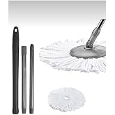 Mikrofiber 360 Derece D&ouml;ner Her Kovaya Uygun Yedek Sap Başlık Mikrofiber Mop