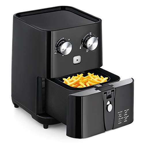 Amzdeal Heiluftfritteuse Multifunktionale Fritteuse Mit Einstellbare Temperatur Timer 3d Umluftsystem Und Kurze Aufheizzeit Regelbares Thermostat 80 200 Schwarz