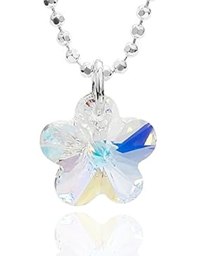 butterfly Mädchen Kette Silber 925 original Swarovski Elements Blume Anhänger crystal längen-verstellbar Schmuck-Beutel...