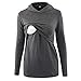 Produktbild Umstandsmode Maternity Langarm Sweatshirt Stillshirt T-Shirt mit Stillfunktion Umstandsshirt Klassisch Einfarbig Stilltop Große Größe Umstandstop (3XL, Tiefes Grau)