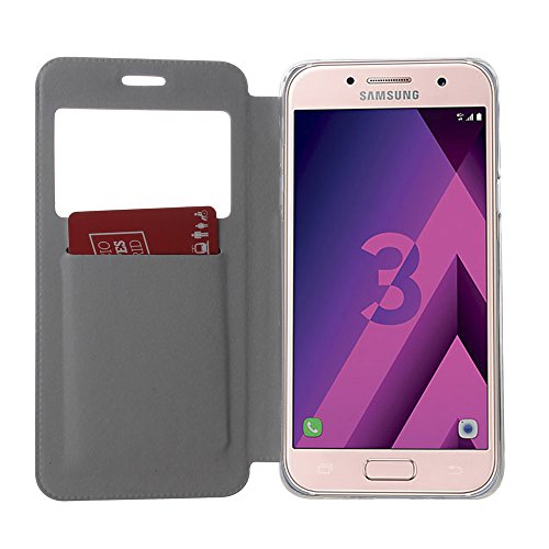German Tech® – Handy Schutzhülle im Bookstyle mit Standfunktion, ohne Klappe für Samsung Galaxy A3 2017, mit S-View Fenster, durch das Sie alle Mitteilungen sehen können. bunten Graffiti. - 3