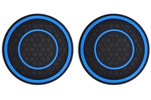 HUMMCQIT Car Cup Holder Coaster, 2.75 Inch Anti-Slip Shockproof Plastic Insulation Cup Mats Car Coasters Cup Holder Insert Universal Car Accessories Interior for Most Cars, SUV, Truck (Blue,2)