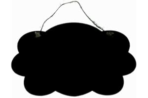 STUDIOCEN Kreidetafel Wolke 27x21cm Kreidetafel zum aufhängen – Kleine Tafel zum Beschriften mit Juteseil - Wiederverwendbare Tafel für Küche, Hochzeit, Café, Deko - Chalkboard Schwarz aus Kunststoff