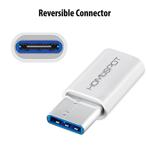 HomeSpot USB C auf Micro USB Adapter für Type C Geräte, neues Apple MacBook, Google ChromeBook Pixel, HTC 10, LG G5, Nexus 5X, Nexus 6P, OnePlus 2 (Sparpack 4 x Weiß) - 3