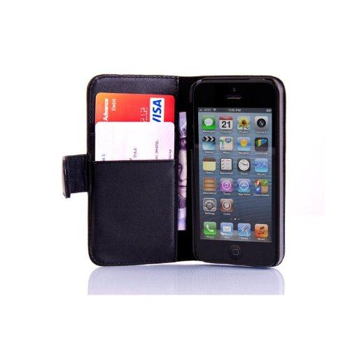 Housse iPhone SE, iPhone 5 5s  Coque iPhone SE, iPhone 5 5s | JAMMYLIZARD | Housse portefeuille Classique aspect cuir range cartes fermeture magnétique, Noir