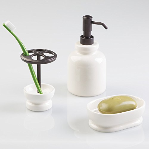 InterDesign 02518EU crème Keramik-Zahnbürstenhalter, Craquelé - 5