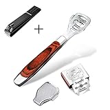 Stainless Steel Dead Hard Skin Removal Tool Pedicure Pad Tool Foot Care Pedicure Solid Foot Heel Shaver Pedicure Wooden Handle Pedicure Cutter with 10 Replacement Exfoliating Knife