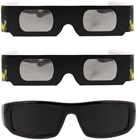 Eclipser HD Safe Solar Plastic Glasses – with 2 BONUS Custom Designed Paper Eclipse Glasses- ISO and CE Certified for the Safest Direct Solar Viewing
