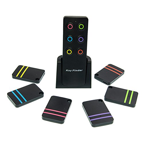 CITTATREND 6en1 Localisateur d'Objets Trouve Recherche Clé Traqueur avec Torche LED Porte-clefs Alarme Siffleur Key Finder Tracker Anti-perte (Livré avec 7 Piles CR2032) pour Têtes en Air Trouver Anim
