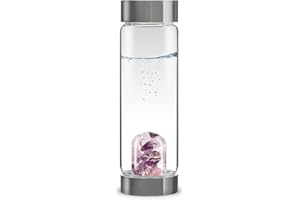 VitaJuwel ViA WELLNESS | Wasserflasche mit Amethyst, Rosenquarz & Bergkristall für Entspannung und Ausgleich