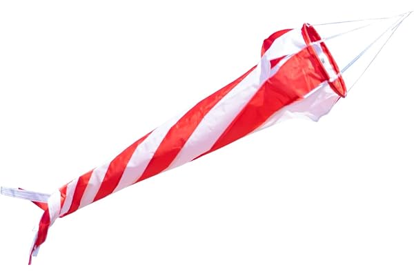 CIM Manche à air - Windturbine 90 Red/White - résiste aux UV et aux intempéries - Ø20cm, Longueur: 90cm - INCL. émerillon à roulement à Billes