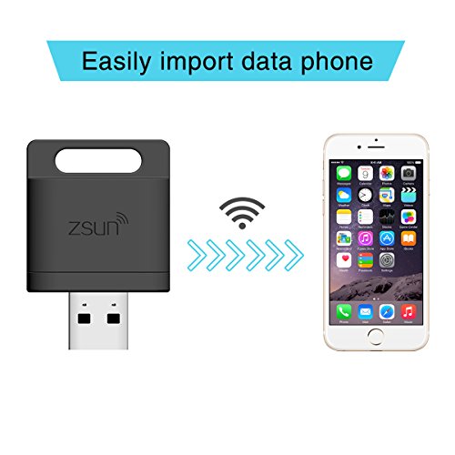 USB Kartenleser WiFi, Hizek USB Kartenlesegerät wireless TF card Memory Card Reader USB Flash Drive für iOS, Android and Windows System — Schwarz - 5
