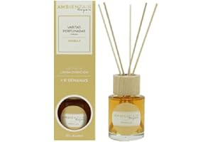 Ambientair Home Perfumes. Difusor de Varillas perfumadas. Ambientador Mikado Vainilla y Canela. Difusor 50 ml con palitos de ratán.