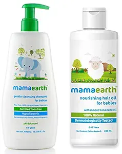 Mamaearth Gentle Cleansing Natural Baby Shampoo (400 Ml)&Mamaearth Nourishing Baby Hair Oil, With Almond & Avocado Oil - 200 Ml