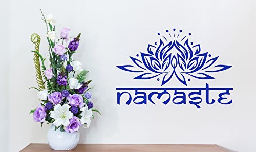 Namaste Bleu Fleur De Lotus Padma Indien Paix Yoga Sticker Mural En Vinyle