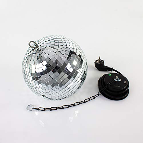 showking - Kit di Luce da Discoteca GLIX Fever con: Sfera specchiata Argentata Ø 20 cm, Motore Rotante, Decorazione Disco