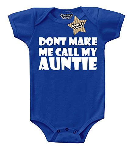 Don't Make Me Call My Auntie Print Royal Blue & White 0 - 3 Months