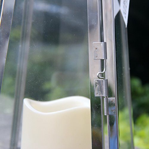 Signstek Deko flammenlose Laterne aus Edelstahl und gehärtetem Glas - 7