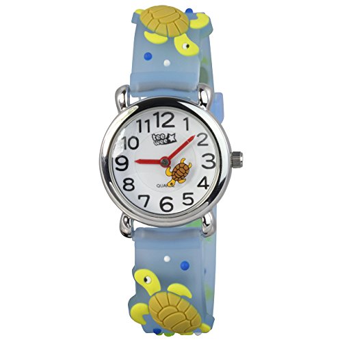 Teenie-Weenie Kinderuhr trkis Schildkrte 3D Kautschukband Kinder Uhren UW925T
