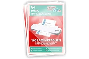 LAMINIERFOLIEN24 XLam Laminierfolien A4-2 x 80 Mic - matt/glänzend - 100 Stück- PREMIUMQUALITÄT FÜR PERFEKTE LAMINIERERGEBNISSE
