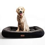 Bedsure Panier Chien Grande Taille en Peluche 110x76x18 cm - Lit pour Chien Anti-dérapant et Lavable - Coussin Chien Ultra-Doux Canapé Chien Noir