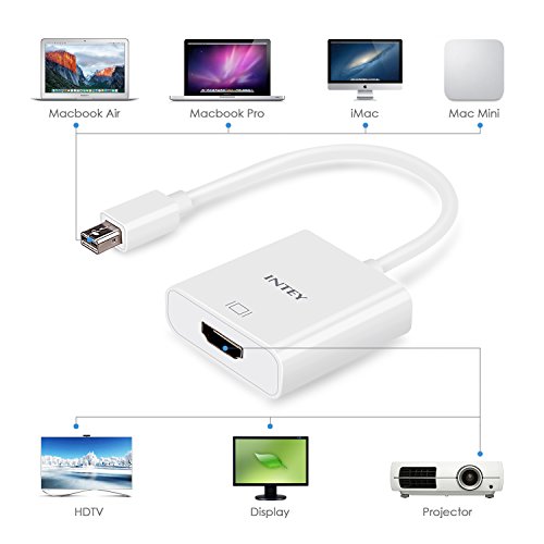 INTEY Mini DisplayPort zu HDMI Adapter Thunderbolt DP auf HDMI Adapter Full HD 1080p und 3D-Unterstützung - 3