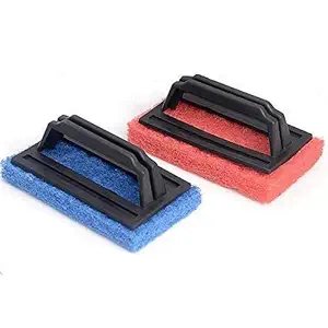 SILVY Tile Floor Cleaning Brush with Sponge Scrub Pad & Handle Kitchen Utensil Scrubber Dish Wash Steel Scrubber (Pack of 2 Piece)