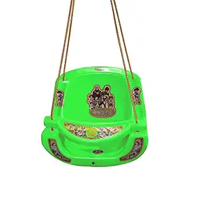 MJE Hanging Solid Plastic Swing Chair/JHULA Weight Capacity Up to 20 KG for Kids Indoor/Outdoor, Balcony, Home,Garden (Green Color)