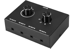 Bopfimer Conmutador de Audio de 4 Puertos, Conmutador de Audio de 3,5 Mm, Selector de Audio AUX EstéReo, Caja de Conmutador de Audio de 4 Entradas 1 Salida / 1 Entrada 4 Salidas