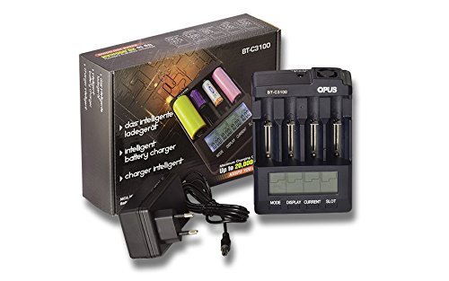 Opus Instrument BT-C3100 Chargeur de Piles Multifonction pour 4 Piles NiMH, NiCd, Lithium Noir