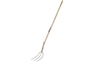 KERBL Freund Victoria Erntekönig Streugabel 33925 (mit Eschenstiel 135 cm, 3 Zinken, Mistgabel gold lackiert, Maße 30x30 cm) 1280634