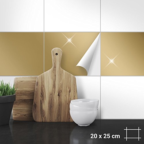 Wandkings Fliesenaufkleber 20 x 25 cm, 20 Stück - GOLD GLÄNZEND
