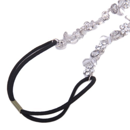 SODIAL(R) Frauen Elegante Blume elastisches Haar Band Stirnband Silber - 5