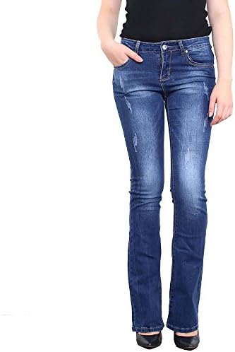 SCO New Womens Ladies Stretch Flared Boot Cut Denim Jeans (10, Faded Blue)