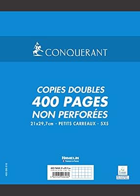 Oxford Conquérant Copies Doubles Non perforées A4 400 pages 70 g petits carreaux 5 x 5
