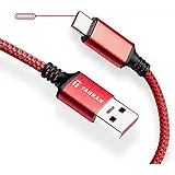 Tarkan 6 ft Long Rugged Dash & Warp Charging Type C Cable for All USB-C Android Mobile Phones (Red) Supports 5V 6A & 5V 4A (20W & 30W)