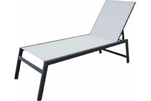 CHILLVERT KCH120 - Tumbona de Jardín de Aluminio Pisa 203x64x43 cm Muliposiciones Relax, Plegable con Diseño Gris Moderno y Funcional, Para Piscinas, Terrazas, Camping