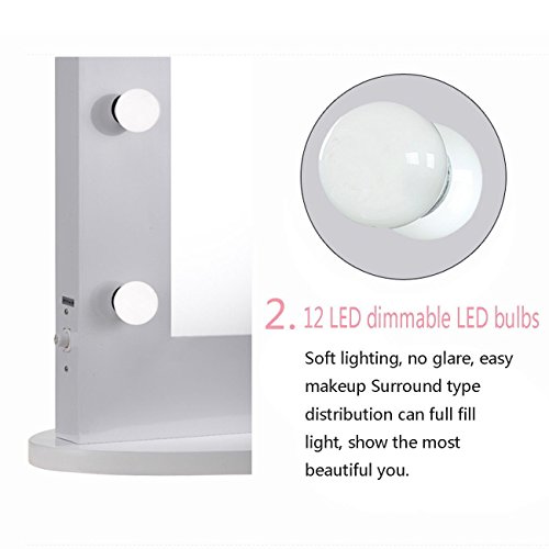 Black Hollywood Makeup Mirror with lights Vanity Lighted Beauty Theatre Mirror 8065 - 4