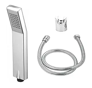 KYOTO MSTELLA ABS Hand Shower/Telephonic Shower in Chrome Finish with ABS Holder and 1.5 Mtr Stainless Steel Flexible Tube for Bathroom/Bathroom Cleaning.