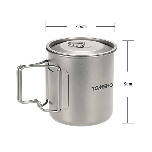 Docooler 420 ml Titanium Becher mit Cover Camping Becher mit Deckel Picknick Wasser Tasse Outdoor Geschirr - 5