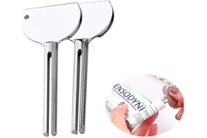 NestNook Wyciskarka do pasty do zębów – wałek tubkowy ze stali nierdzewnej, metalowa prasa do tubek, uchwyt na pastę do zębów, stojak (srebrny, 2 sztuki)