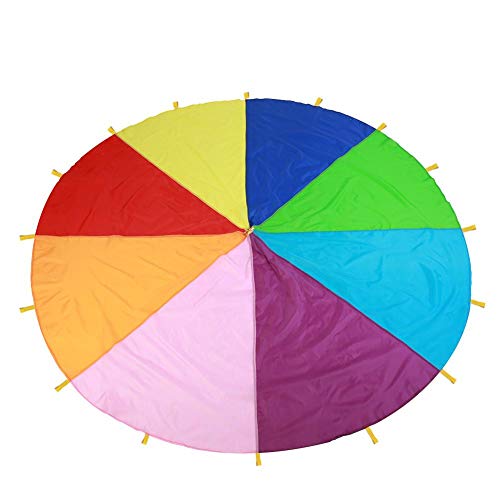 TMISHION Rainbow Parachute, Jouet d'éducation précoce pour Enfants de Fames pour activités Sportives, Activités en Plein air en Groupe, 3m(3.6m)