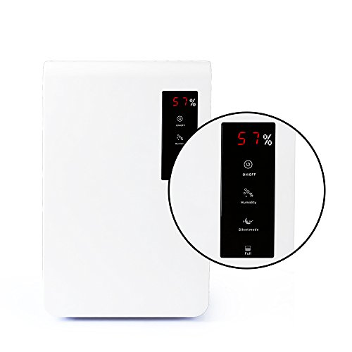 [Luftentfeuchter] LAGUTE Tragbarer Luftentfeuchter, 3000ml Wassertank, Feuchtigkeit 1500ml/24h, mit Hygrometer und Halbleiter (Leise, Weiß)